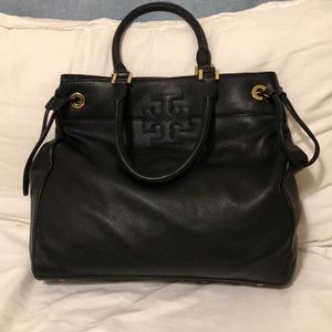 Tory Burch purse, black leather + gold details
